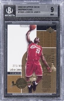 2002/03 Upper Deck Inspirations #156A LeBron James Rookie Card (#271/499) – BGS MINT 9
